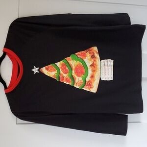 Old Navy Novelty Pizza Slice  Christmas Tree Long Sleeved Tee Youth XL  14-16